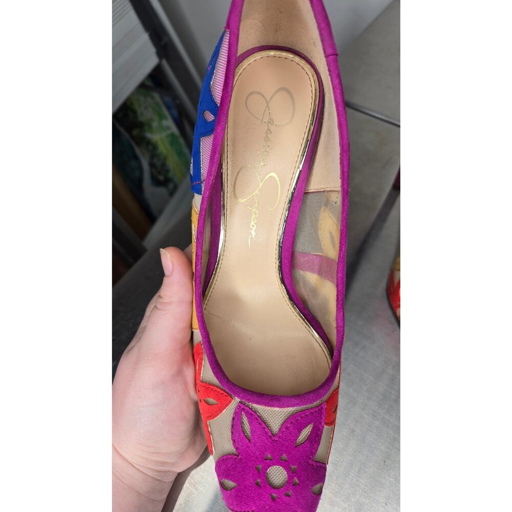 JESSICA SIMPSON Perie Floral Cut Out Pumps Size 7.5 - Picture 4 of 11